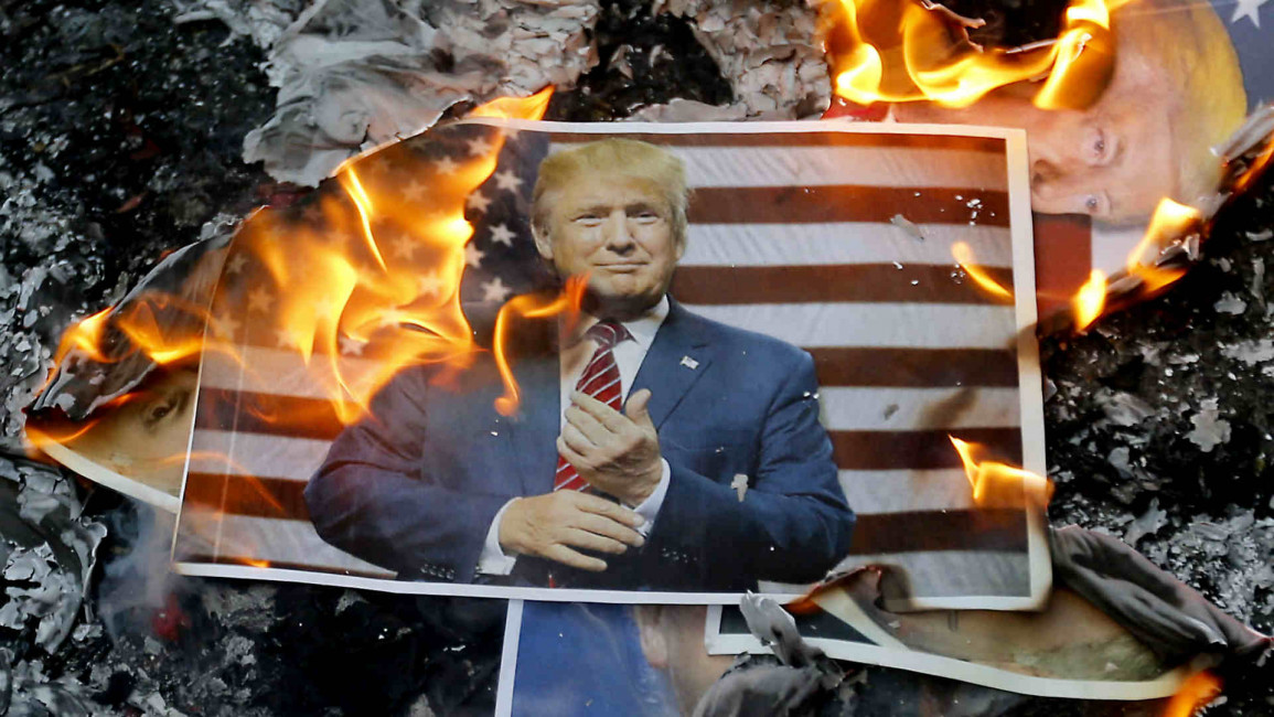 Trump in flames - iran - afp