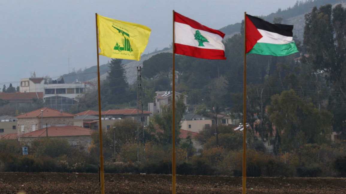 Hezbollah and Palestine flag