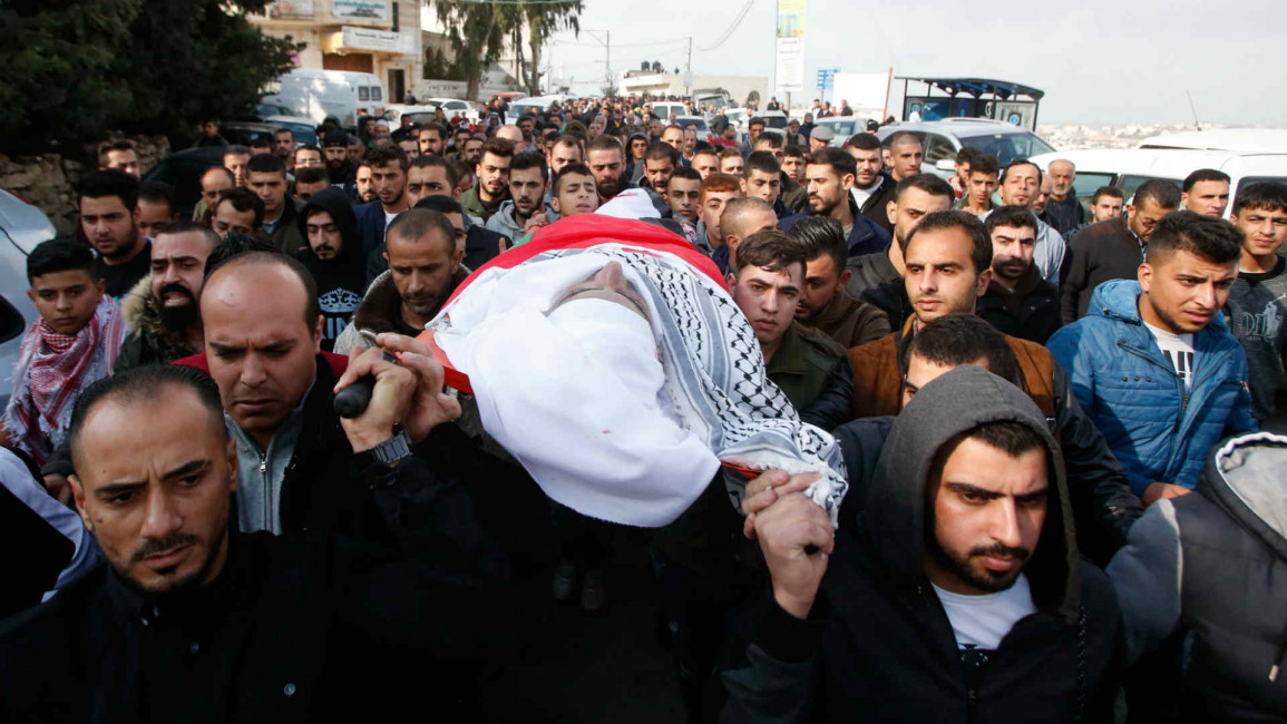 Funeral process for a Palestinian labourer