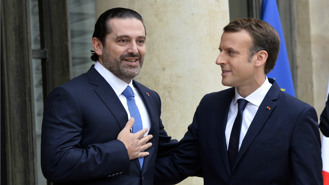 Macron Hariri [Getty]
