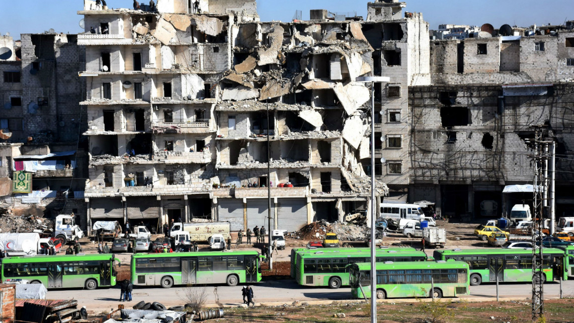 Aleppo evacuation buses [AFP]