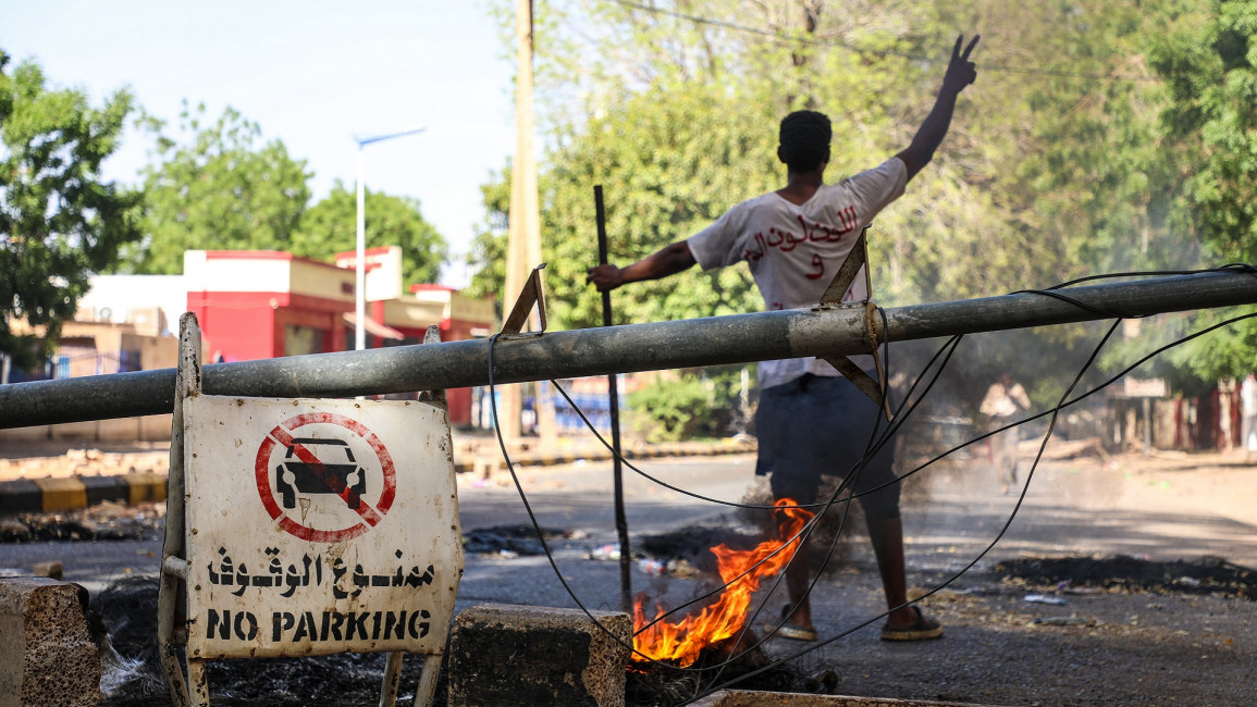 sudan protester barricade getty