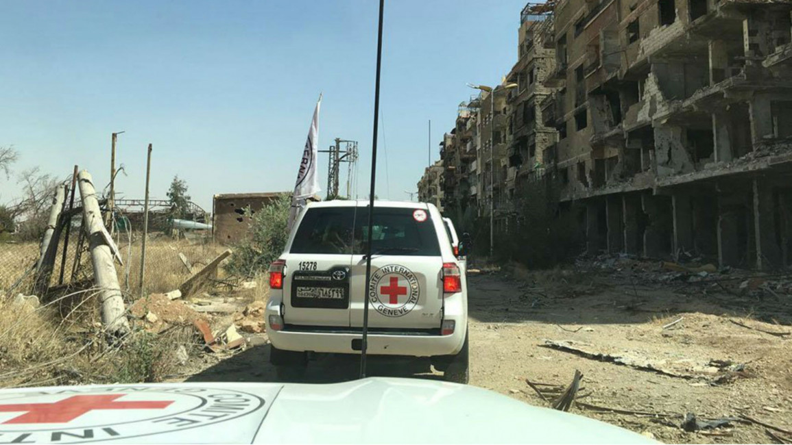 ICRC trucks in Daraya