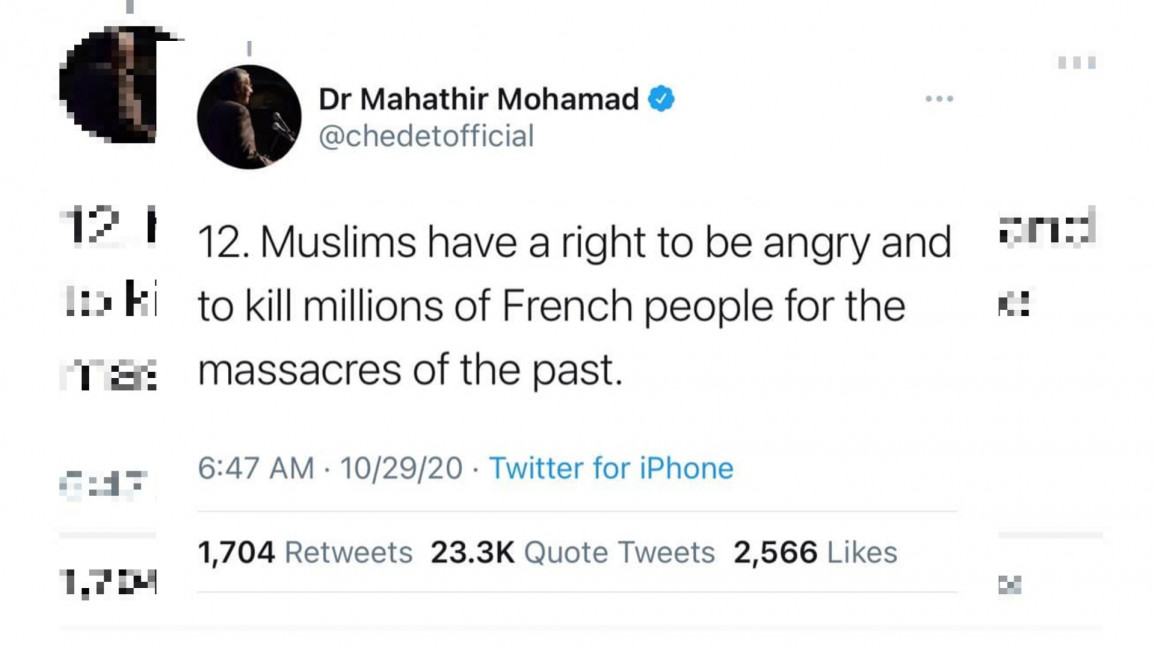Mahathir Mohamad tweet - screenshot