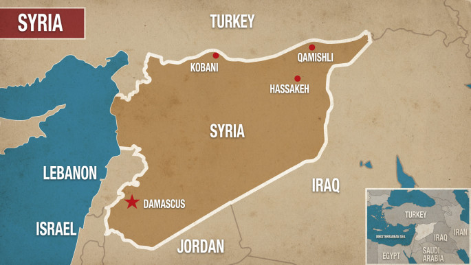 map of Syria showing border with Israel