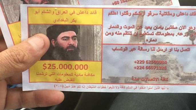 Exclusive: US warplanes drop $25-million reward leaflets for Abu Bakr al-Baghdadi's head