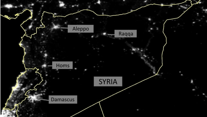 Satellite image of lights across Syria in 2011