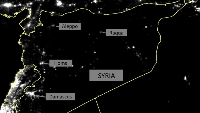 Satellite image of lights across Syria in 2015